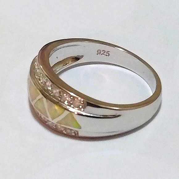 Bespoke Silver Gemstone Wedding Rings For Women , Sz 10 - Picture 9 of 10